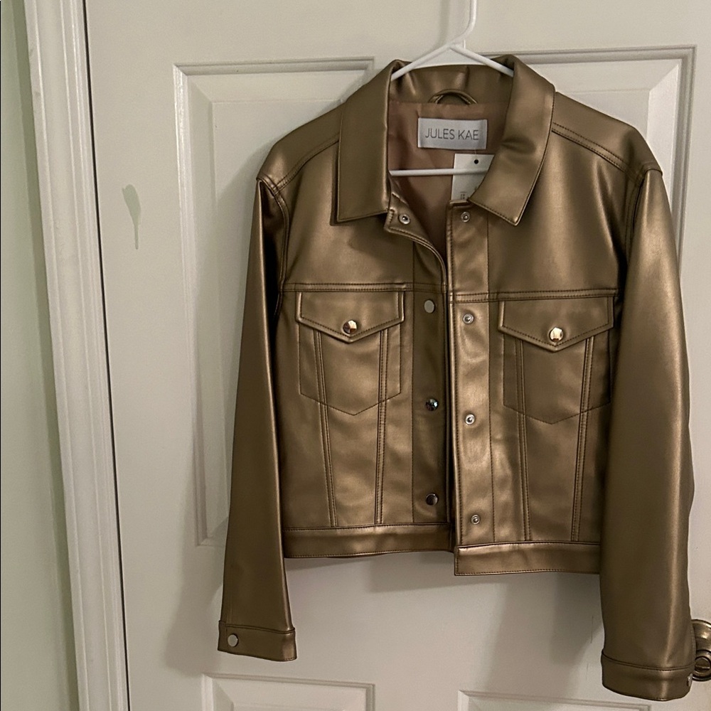 Jules Kae Women's Gold Leather Jacket